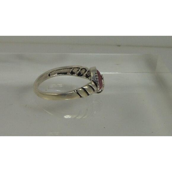 925 Sterling Silver Pink Cat's Eye Dolphin Ring NOS Size 9 Vintage Chrysoberyl - Picture 3 of 9